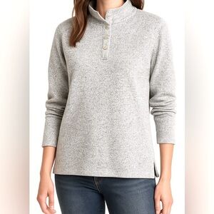 Orvis Women’s Button-Front Mock Neck Pullover Gray‎ Heather Size Small